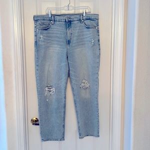 Old Navy High Waisted Loose Ripped White Washed Denim Jeans
